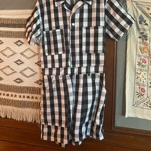 big bud press short sleeved gingham jumpsuit